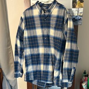 Eddie Bauer Navy and Cream Plaid Men's Shirt